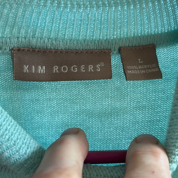 Kim Rogers Crew Neck Blue Long Sleeves Acrylic Sweater Ribbed Women’s Large L - Picture 6 of 15
